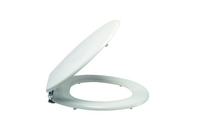 Picture of TOILET SEAT MOULDED WOOD WHITE. CHROME HINGE