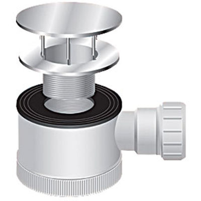 Picture of Fluidmaster SHOWER TRAP 70MM WHITE FLANGE AND CHROME DOME ZB36310DB