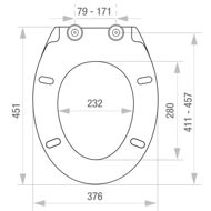 Picture of SOFT CLOSE TOP FIX  TOILET SEAT 1.5kg PP. STAINLESS STEEL HINGE WITH PLASTIC COVER.  