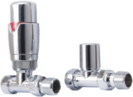 Picture of TRV round Straight Thermostatic Radiator Valve Pack (Pairs) Chrome 690001