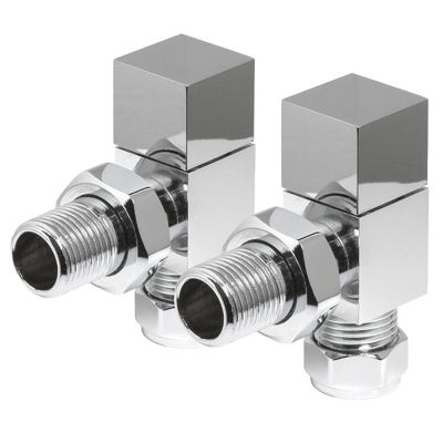 Picture of Cubic Square Angled Radiator Valve Pack (Pairs) Chrome 690028