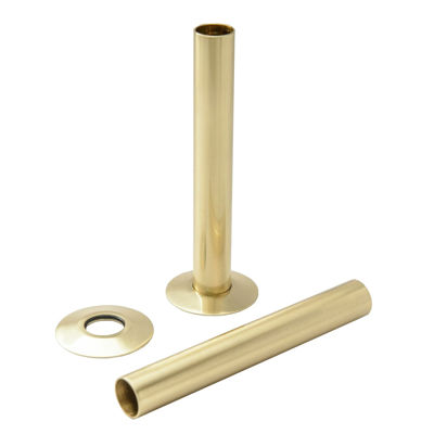 Picture of 15mm 180mm Tube and Rosettes Polished Brass 690067