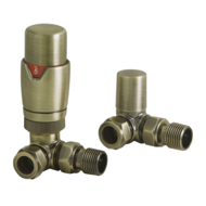 Picture of TRV round Corner Thermostatic Radiator Valve Pack (Pairs) Brushed Brass 690202