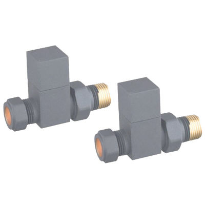 Picture of Cubic Square Straight Radiator Valve Pack (Pairs) RAL7012 690223