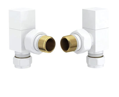 Picture of Cubic Square Angled Radiator Valve Pack (Pairs) White 690161