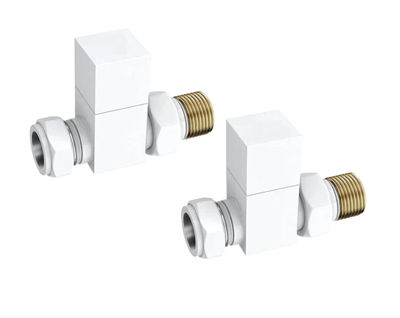 Picture of Cubic Square Straight Radiator Valve Pack (Pairs) White 690160