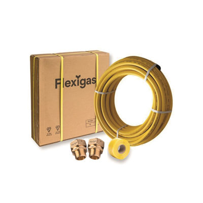 Picture of Flexigas - DN15 - 15m w/ 2x SM Male fittings - Tape Included