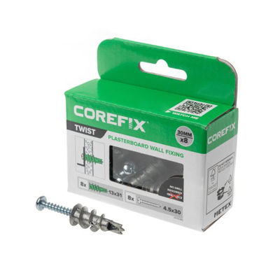 Picture of Corefix Twist No Drill Plasterboard Wall Fixing 8 Pack