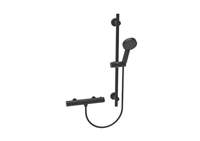 Picture of Cutilia Black Matt Thermostatic Shower Mixer With Slide Rail Kit