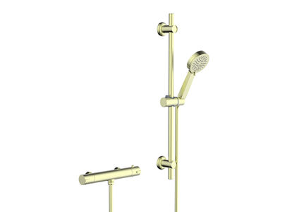 Picture of Cutilia Brushed BrassThermostatic Shower Mixer With Slide Rail Kit
