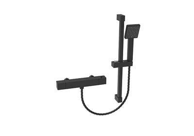 Picture of Rossa Black Matt Thermostatic Shower Mixer With Slide Rail Kit