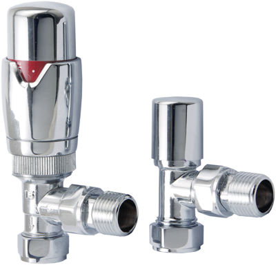 Picture of TRV round Angled Thermostatic Radiator Valve Pack (Pairs) Chrome 690000