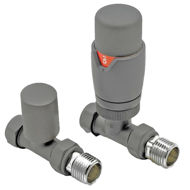 Picture of TRV round Straight Thermostatic Radiator Valve Pack (Pairs) RAL7012 690199