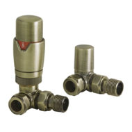 Picture of TRV round Corner Thermostatic Radiator Valve Pack (Pairs) Brushed Brass 690202